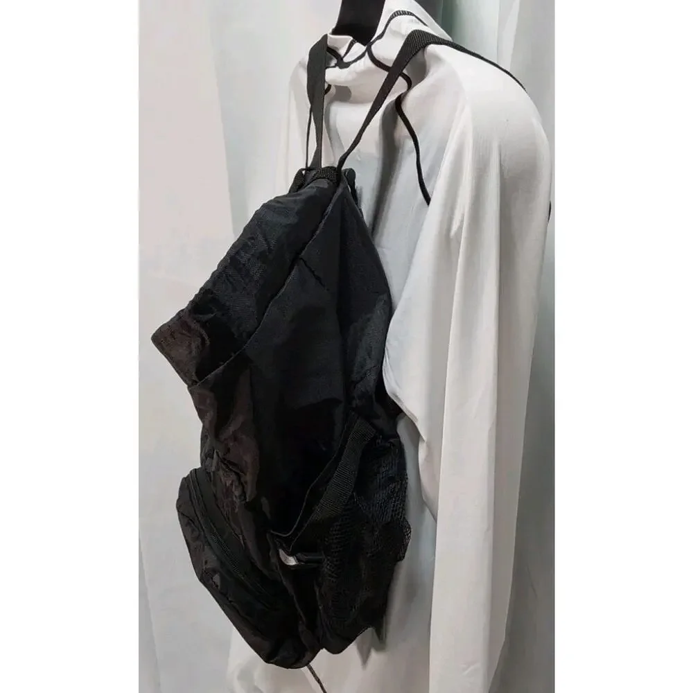 Times Square NYC Black TSA Fold Up Backpack